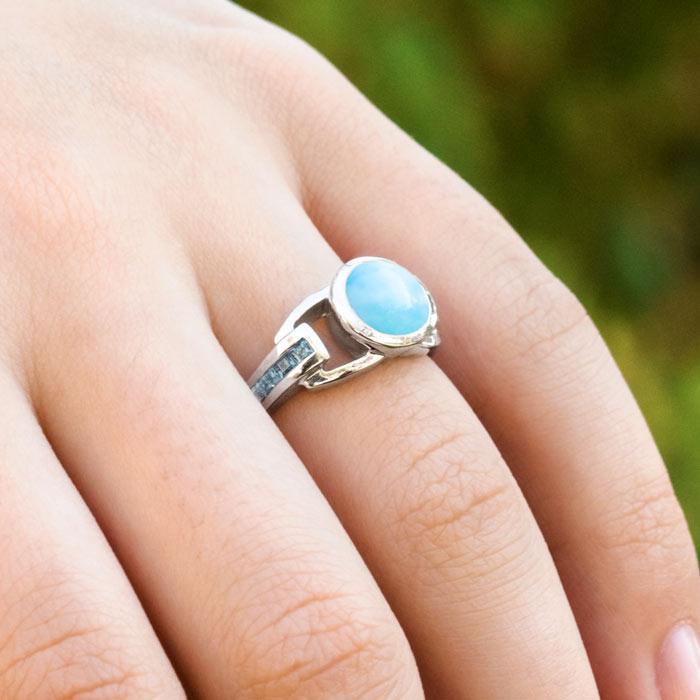 Nature Carribean Gemstone Blue Ring Larimar