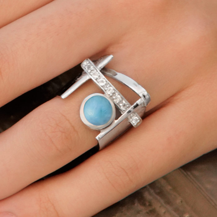 Larimar Ring Engagement Wedding Jewelry Sterling Silver