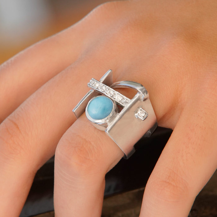 Unique Larimar Jewelry Rings Sterling Silver