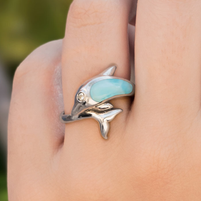 Dolphin Ring Sapphire Larimar Jewelry Marahlago