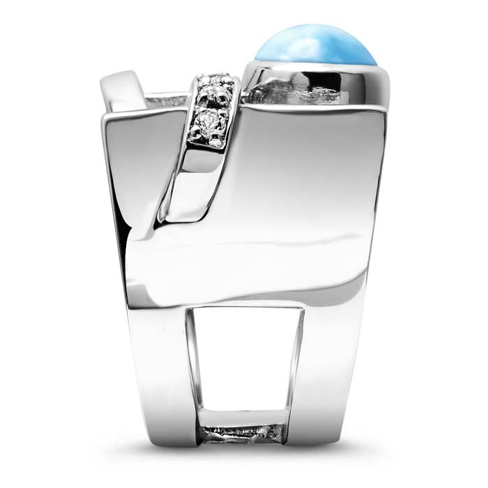 Stering Silver Larimar Ring Blue Gemstone for Women