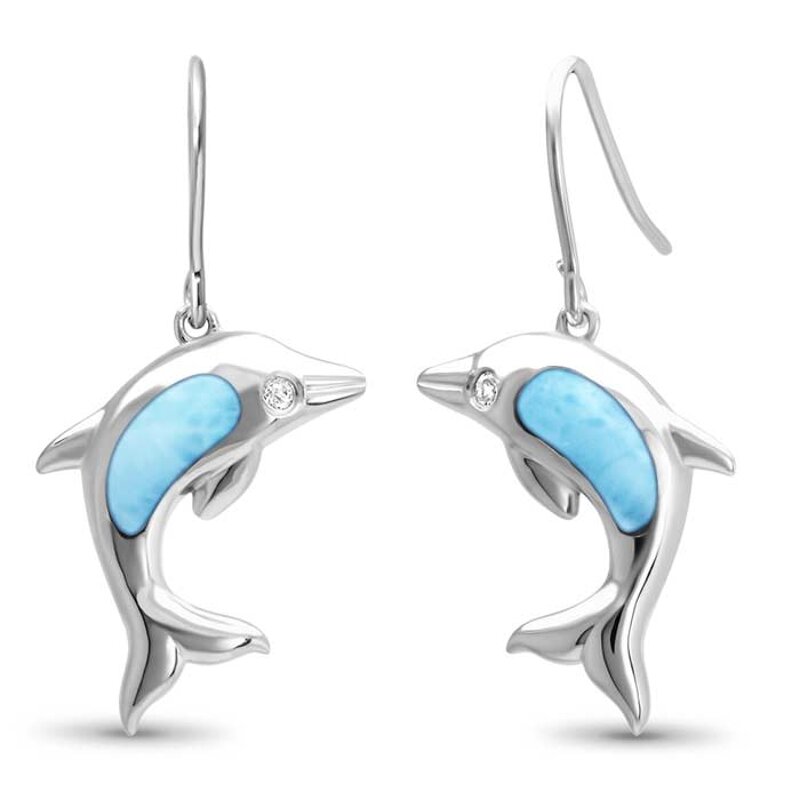 Dolphin Larimar Earrings | Marahlago Larimar Jewelry