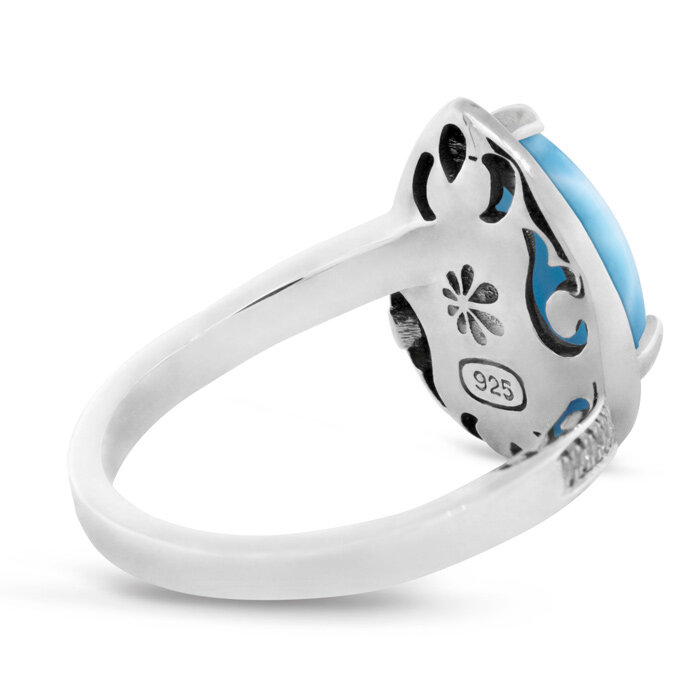 Blue Sterlling Silver Ring Larimar Jewelry