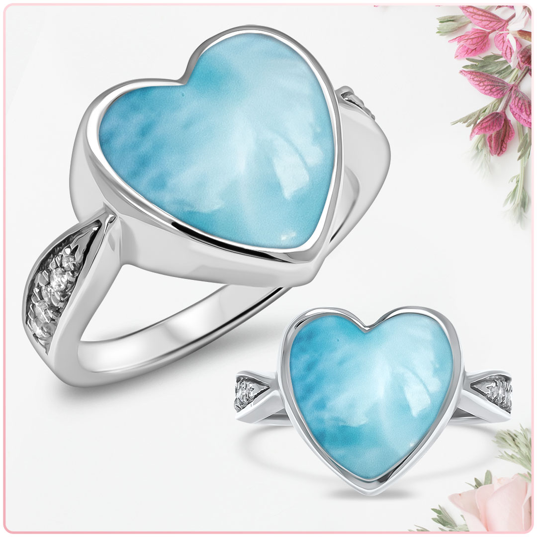 marahlago larimar Sapphire Heart Larimar Ring jewelry
