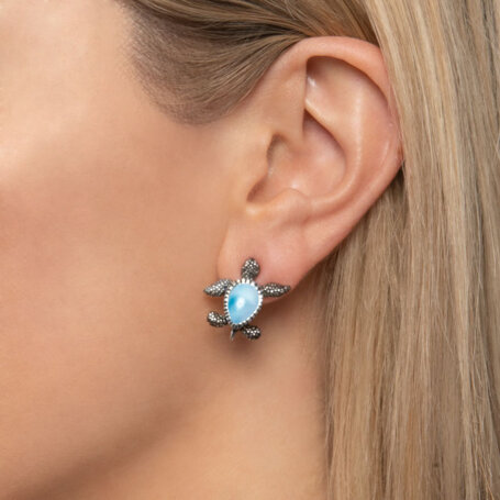 Turtle Larimar Earrings | Marahlago | Designer Larimar Jewelry